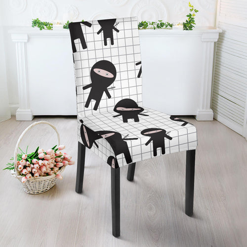 Ninja Pattern Plaid Background Dining Chair Slipcover
