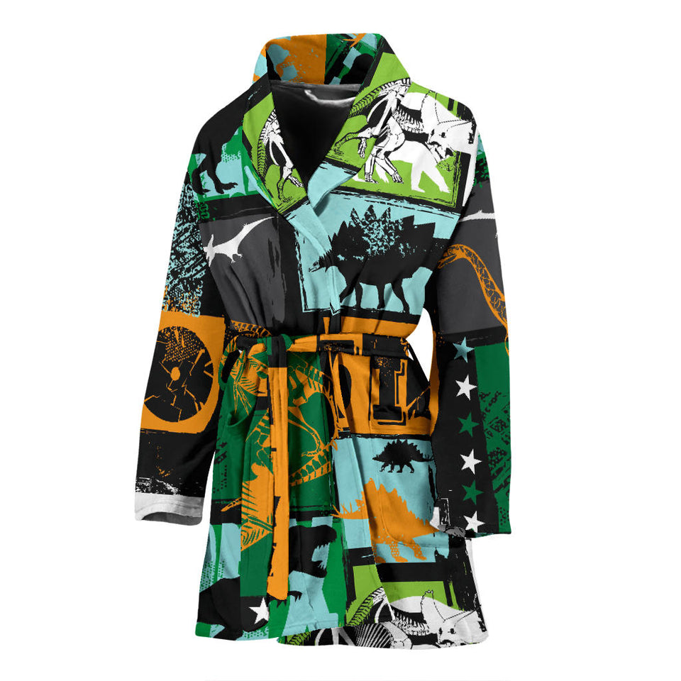 Dinosaurs Print Pattern Women'S Bathrobe