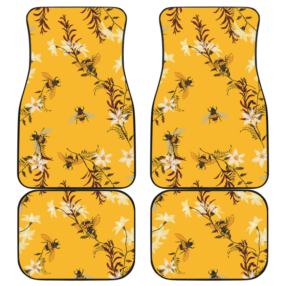 Bee Flower Pattern Front And Back Car Mats