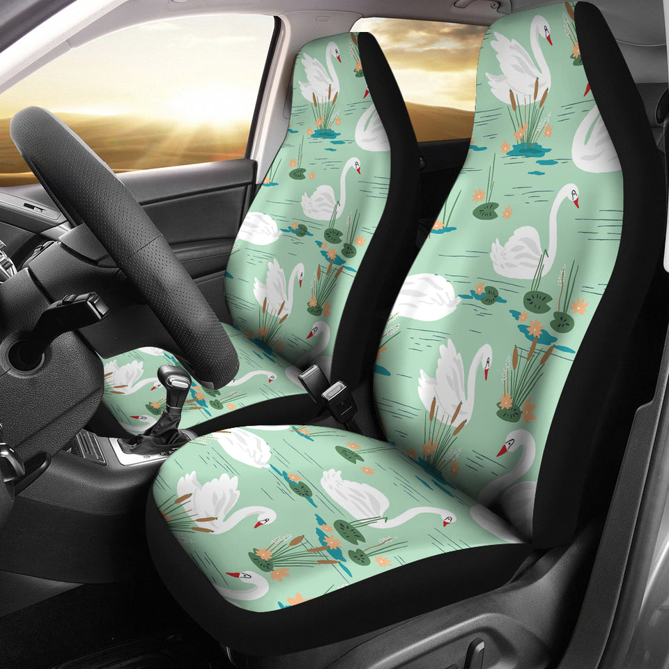 White Swan Lake Pattern  Universal Fit Car Seat Covers