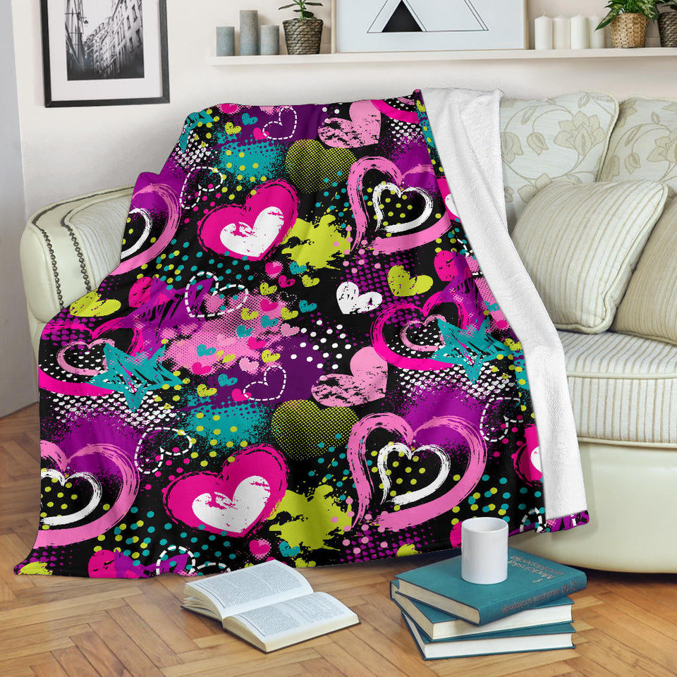 Heart Dot Wave Star Creative Design Pattern Premium Blanket