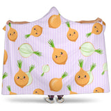 Cute Onions Smiling Faces Purple Background Hooded Blanket