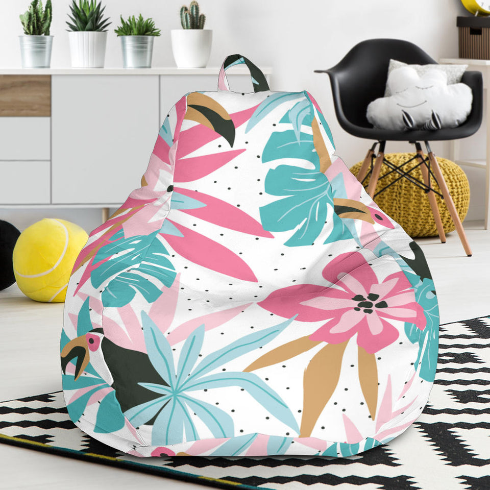 Toucan Tropical Flower Leave Pattern Bean Bag Cover