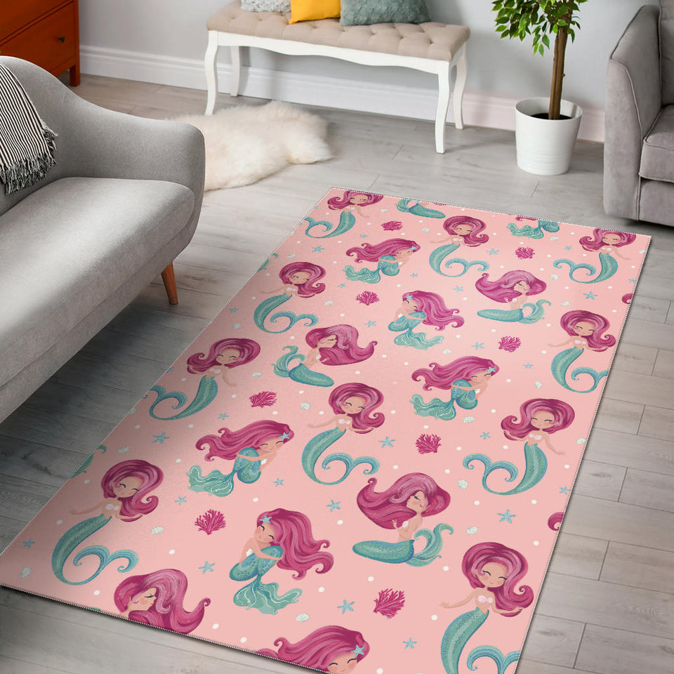Cute Little Mermaid Pattern Area Rug
