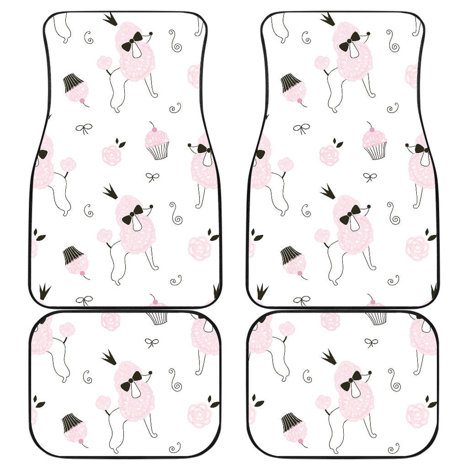 Poodle Dog Rose Cake Pattern Front And Back Car Mats