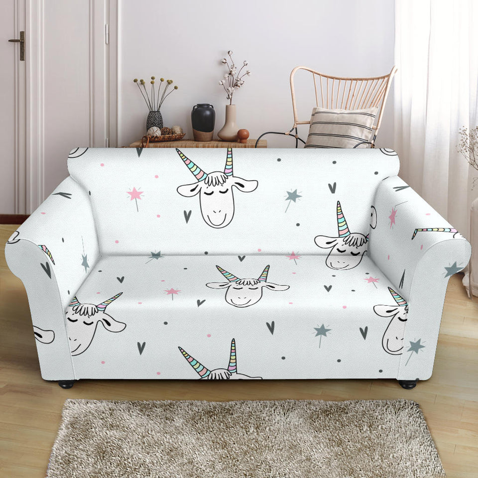 Cute Goat Design Pattern Loveseat Couch Slipcover