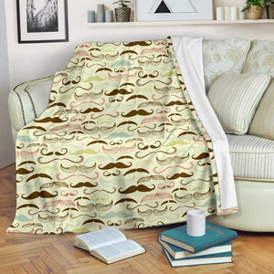 Mustache Beard Pattern Print Design 01 Premium Blanket