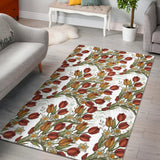 Red Tulips And Daffodils Pattern Area Rug