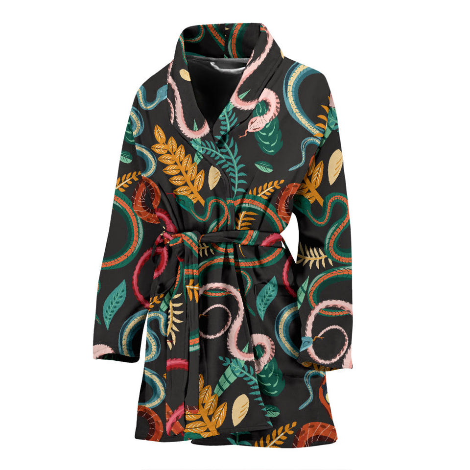 Colorful Snake Plant Pattern Women'S Bathrobe