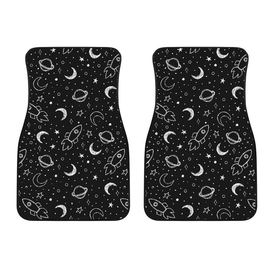 Hand Drawn Space Rocket Star Planet Front Car Mats