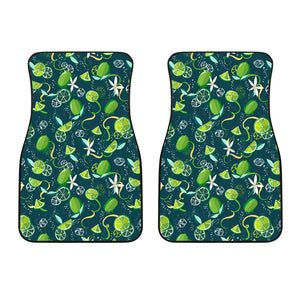 Lime Ice Flower Pattern Front Car Mats