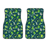 Lime Ice Flower Pattern Front Car Mats