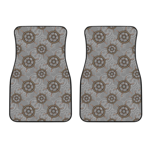Nautical Wood Steering Wheel Pattern Front Car Mats