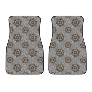 Nautical Wood Steering Wheel Pattern Front Car Mats
