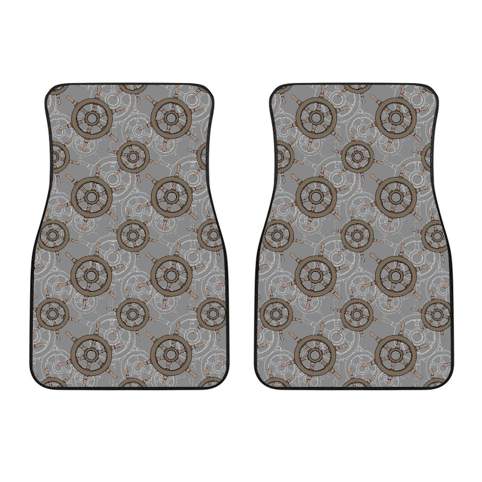 Nautical Wood Steering Wheel Pattern Front Car Mats
