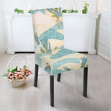 Bonsai Bamboo Stork Japanese Pattern Cream Theme Dining Chair Slipcover