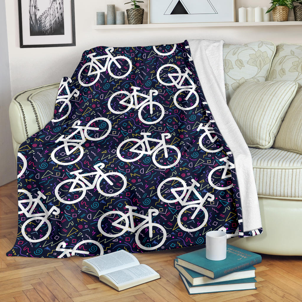 Bicycle Pattern Print Design 03 Premium Blanket