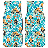 Cute Sea Otters Fishe Sea Urchin Pattern Front And Back Car Mats