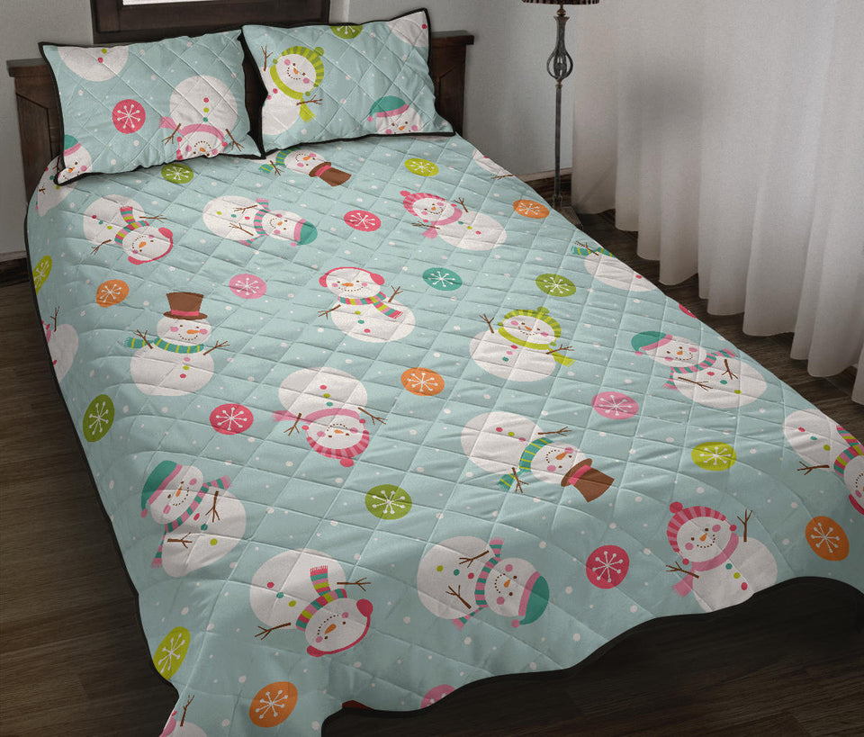 Cute snowman snowflake pattern Quilt Bed Set