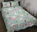 Cute snowman snowflake pattern Quilt Bed Set