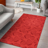 Strawberry Pattern Red Background Area Rug