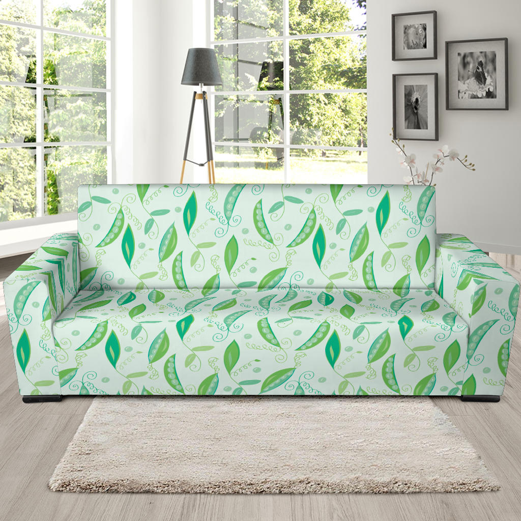 Green Peas Pattern Print Design 01 Sofa Slipcover