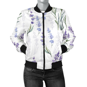 Hand Painting Watercolor Lavender Women'S Bomber Jacket