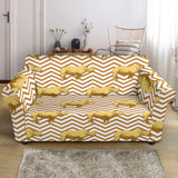 Rhino Yellow Theme Pattern Loveseat Couch Slipcover