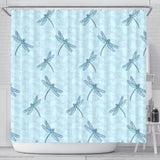 Dragonfly Pattern Blue Background Shower Curtain Fulfilled In US