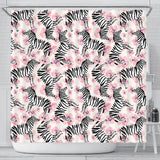 Zebra Pink Flower Background Shower Curtain Fulfilled In US