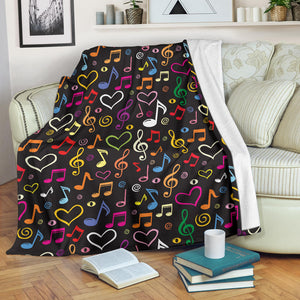Music Notes Pattern Print Design 02 Premium Blanket
