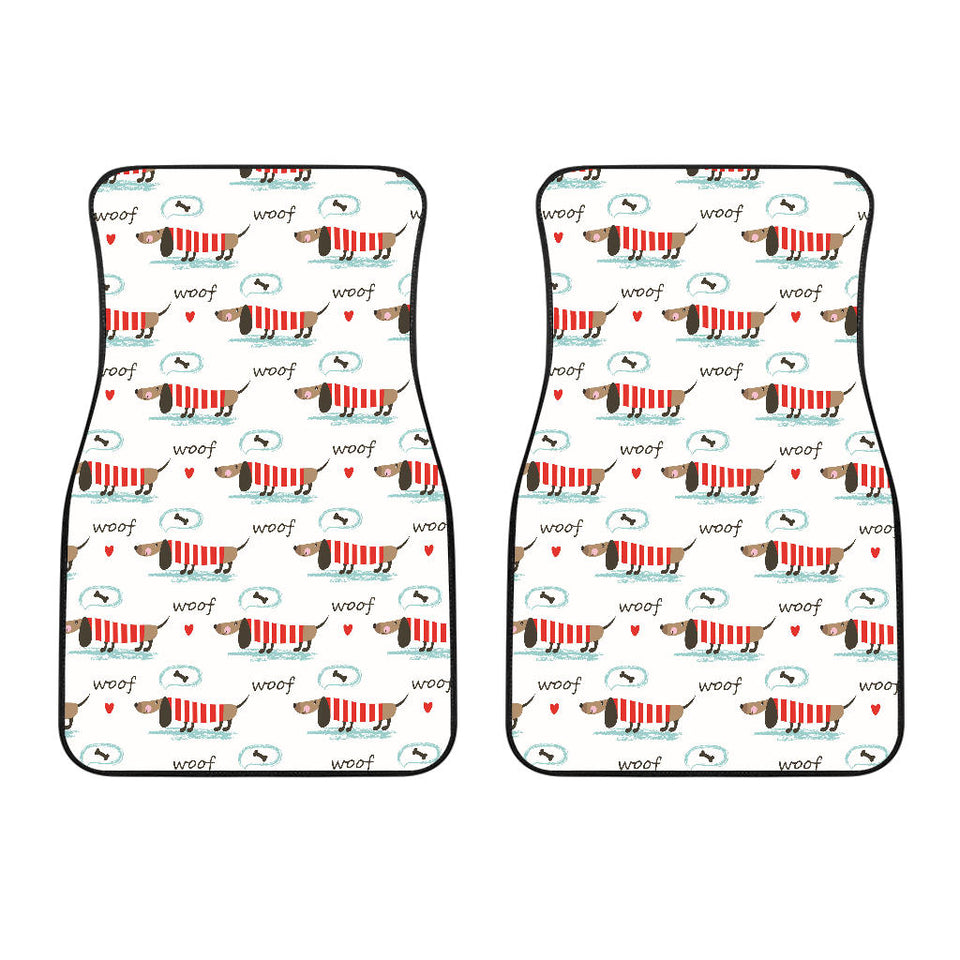 Cute Dachshund Bone Pattern Front Car Mats