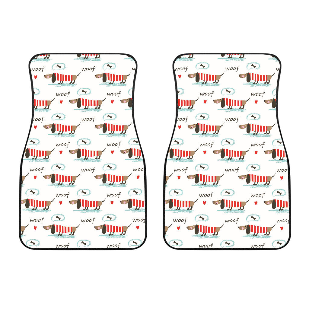 Cute Dachshund Bone Pattern Front Car Mats
