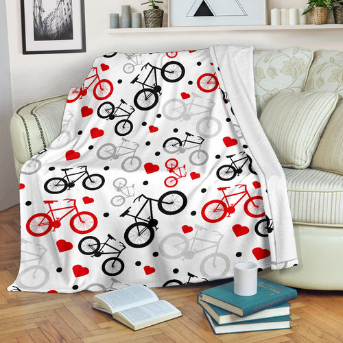 Bicycle Pattern Print Design 04 Premium Blanket