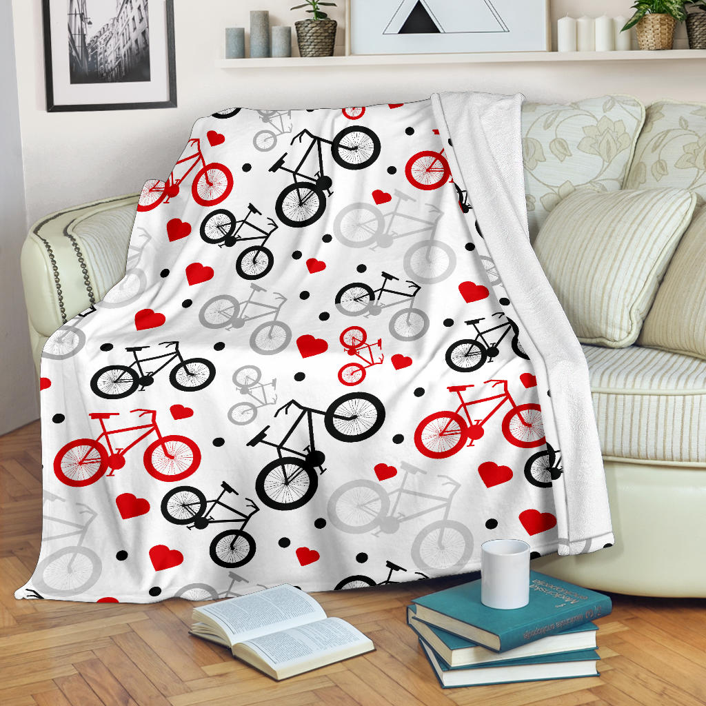 Bicycle Pattern Print Design 04 Premium Blanket