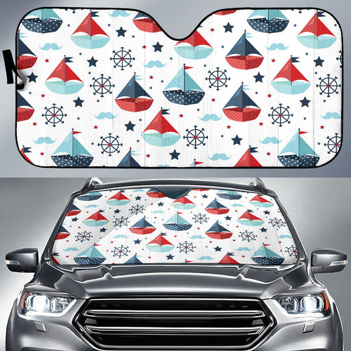 Cute Color Paper Sailboat Pattern Car Sun Shade