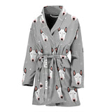 Bull Terrier Pattern Print Design 05 Women's Bathrobe