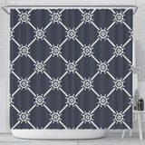 Nautical Steering Wheel Rope Pattern Shower Curtain Fulfilled In US