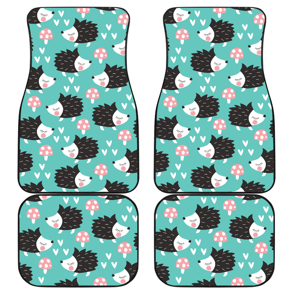 Hedgehog Pattern Print Design 03 Front and Back Car Mats