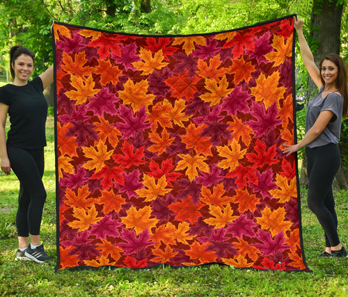 Autumn Maple Leaf Pattern Premium Quilt