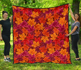 Autumn Maple Leaf Pattern Premium Quilt