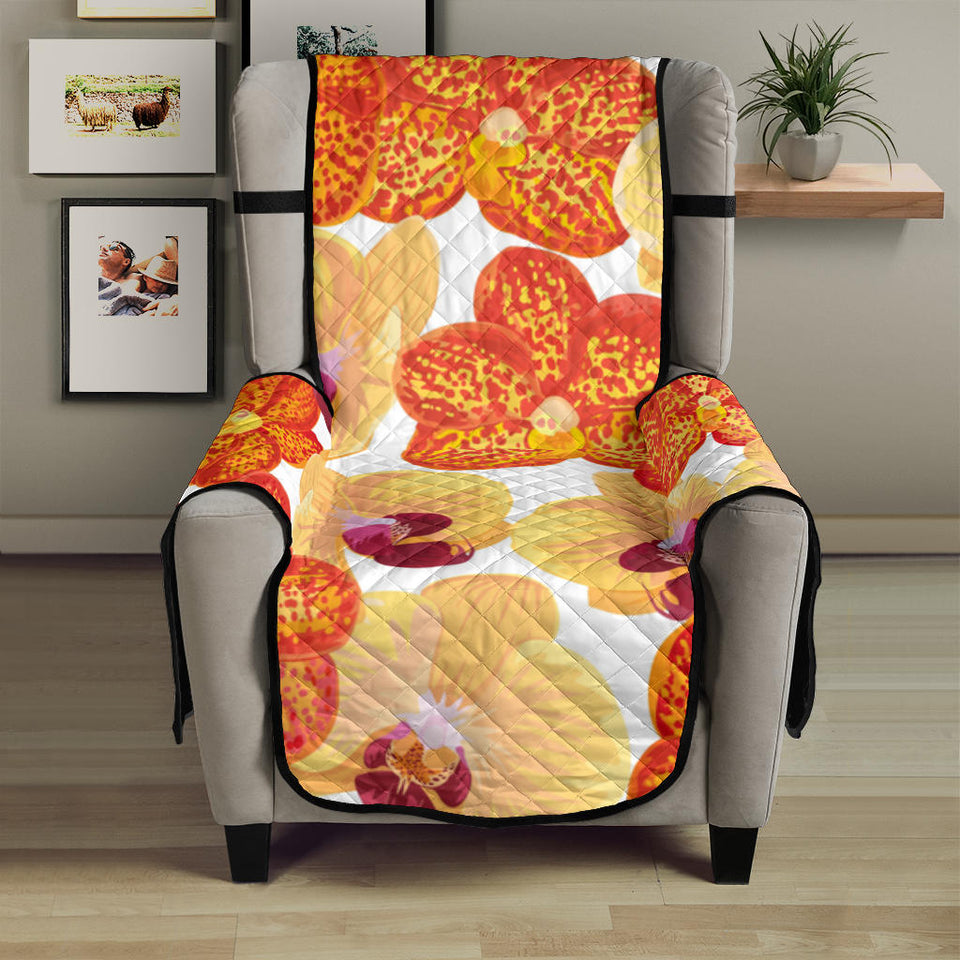 Orange yellow orchid flower pattern background Chair Cover Protector