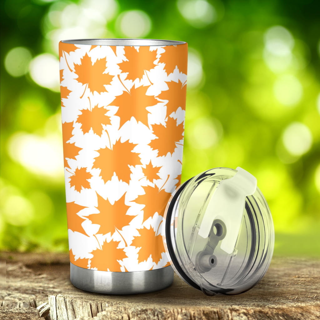 Orange Maple Leaf Pattern Tumbler