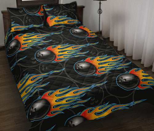 Bowling balls flame pattern Quilt Bed Set