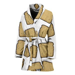 Bread Toast Pattern Print Design 03 Women's Bathrobe