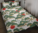 Bonsai red sun japanese pattern Quilt Bed Set
