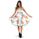 Cute Kangaroo Pattern Sleeveless Midi Dress
