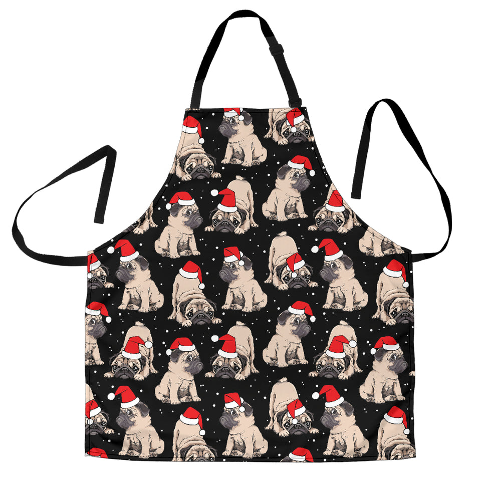 Christmas Pugs Santa_S Red Cap Pattern Adjustable Apron