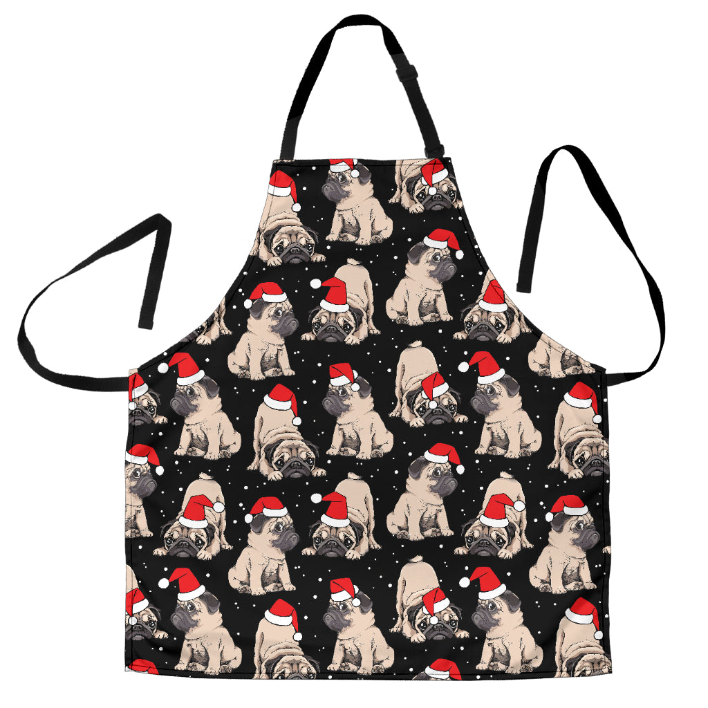 Christmas Pugs Santa_S Red Cap Pattern Adjustable Apron