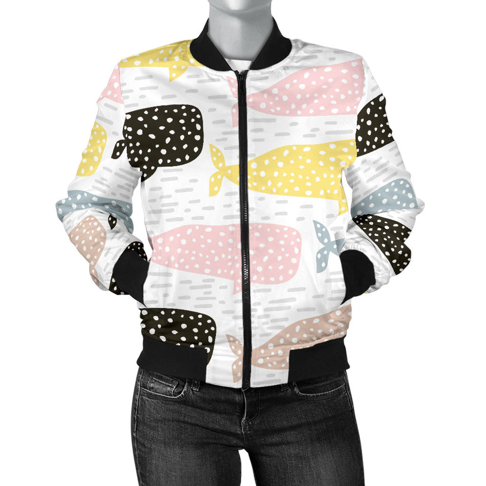 Whale Dot Pattern Women'S Bomber Jacket
